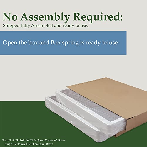 Spring Solution Wood Fully Assembled Traditional Box Spring/Foundation For Mattress, Full, White #TOP3