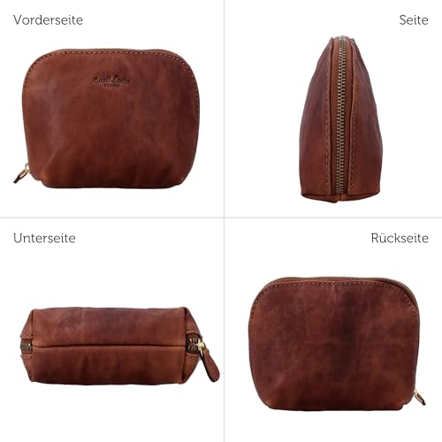 Gusti Skórzana kosmetyczka Leo – torba na przybory toaletowe kosmetyczka kosmetyczka brązowa skóra