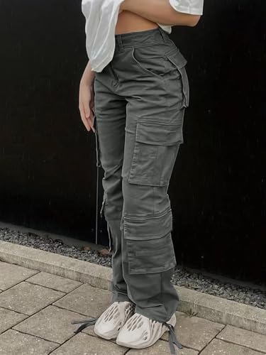 Cargo Pants for Women High Waisted Casual Pants Baggy Y2k Straight Wide Leg Pants with Pockets Streetwear2