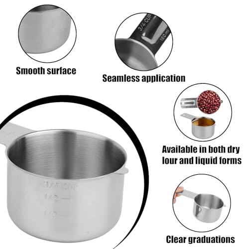 Set de 2 vasos medidores de 3/4 taza acero inoxidable miniatura 4