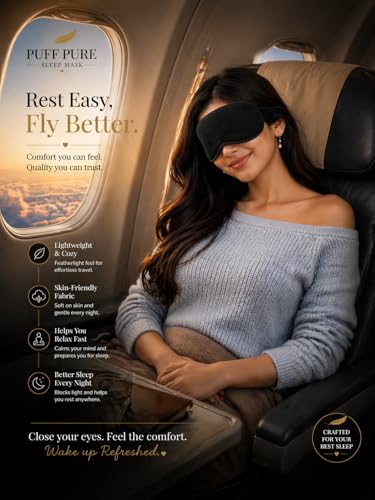 Image of Travelling Sleep Mask Light Blocking Sleeping Eye Mask With Elastic Strap For Deep Sleep, Travel, Meditation, Nap, Airplane And Office Rest Use Blind Fold For Comfortable Sleeping [Brown] (Pack Of 1)
