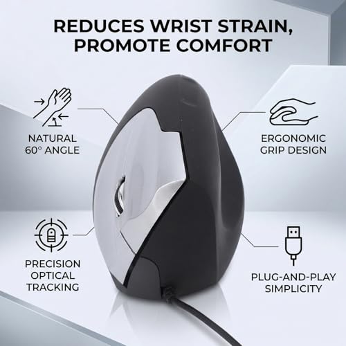 Ratón vertical ergonómico USB para oficina con sensor óptico de alta precisión 5
