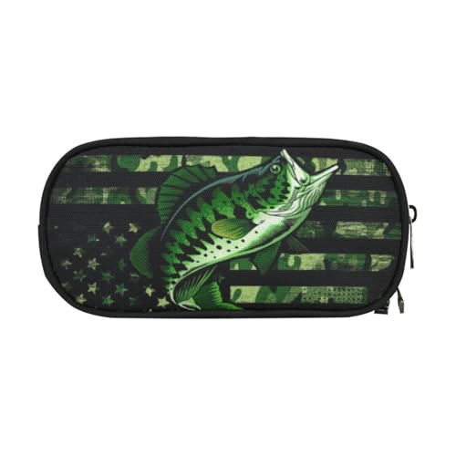 Image of ANANGTEE Cute Green Glory Fish Pencil Case for Boys Teen Girls, Large Capacity Canvas School Suppies Zipper Pouch, Office Desk Soft Organizer Travel Pen Box