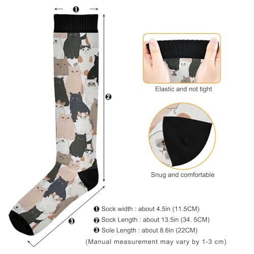 Image of Wusikd Cats Compression Socks for Women and Men Circulation Cute Long Socks for Athletic Running 1