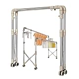 4 : [Portant à vêtements en acier inoxydable] Ce portant est fabriqué en acier inoxydable épais et robuste. La surface des tubes est lisse et la finition est soignée. Les rivets en acier inoxydable sont durables et antirouille. Deux modèles sont disponibles : à 2 ou 3 barres. Différentes tailles sont proposées.