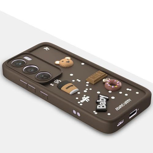 Image of Bintage Ball Bear| Donut| Milk Cake| Baby| Coffee Rubber Case Full Body & Camera Protection Back Cover Compatible for Oppo Reno 12 Pro 5G - Brown
