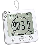 Timer Waterproof for Shower, Bathroom Wall Clock Battery Operated with Suction, Large Countdown V...