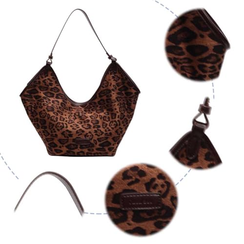 Image of YFGBCX Suede Bags for Women Crossbody Bags Cheetah Hobo Bag Leopard Bags for Women Large Capacity Work Tote Bag