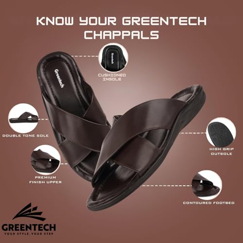 Image of Greentech's The Minimals Cross Strap Casual Sandals /Slippers for Men | Lightweight, Durable and Flexible Sandals | PU Double Strap I Cushioned Insole I Comfortable I
