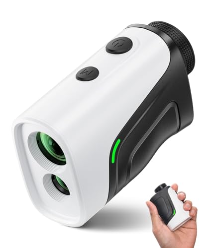 (?黒+白)ゴルフ用レーザー距離計 3 点間測定可能 業界最速 0.02S で測定 超軽量 128g 小型 高透過レンズ 光学 6.0/6.5 倍望遠 1000m/1093yd 対応 競技対応 振動機能 充電式 IP54 防塵防水 専用ケース付き(?黒+白