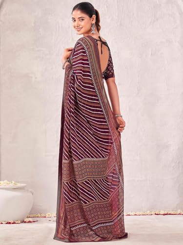 Image of SIRIL Women's Georgette Printed Saree with Unstitched Blouse Piece