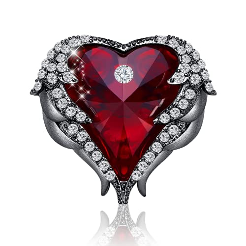 Brooches For Women Red Heart Crystal - Austrian Rhinestone Brooch Jewelry - Ladies Wedding Bouquet Brooches Pin For Birthday, Christmas, Anniversary #TOP3