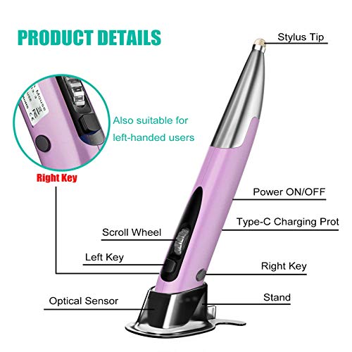 Wireless Optical Pocket Rechargeable Pen Mouse,2.4G Usb With Ucb-C & Micro-Usb Adapter,Suitable For Both Right Hand And Left Hand.1000 Dpi Ergonomic Rgb Backlit Mini Mice For Pc Notebook Mac (Purple) #TOP5