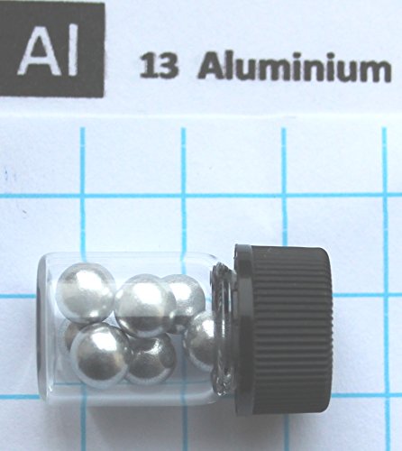 2 gram 99,6% aluminium de billes en métal 6 mm dans une fiole en verre - Element 13 échantillon - Livraison Gratuite Cover