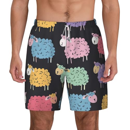 Short de bain pour homme motif mouton coloré, vêtement de plage été léger