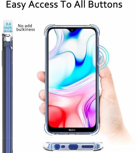 Image of BOXXO Flexible Back Cover for Mi Redmi 8 | Back Cover Transparent Clear Shockproof Case Four Corner Protection | Slim Protective Mobile Phone Cover for Mi Redmi 8