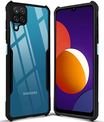 Image of Jkobi Hard PC Crystal Bumper Shockproof Back Cover Case for Samsung Galaxy M12 | F12 with Camera Protection (Matte Black)