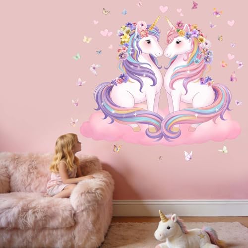 Vinilos Decorativos Unicornio Nube para Dormitorio de Niñas miniatura 2