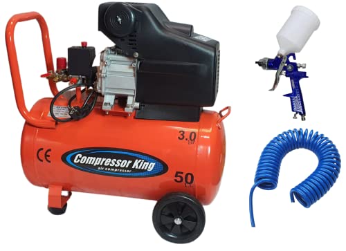 Image of Compressor King 3Hp 50L Lubricated Air Compressor With 100% Copper Winding (WITH 1L PAINT GUN AND PU PIPE + FITTINGS)