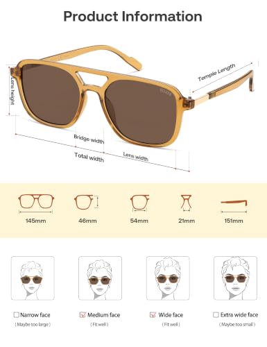 Image of SOJOS Retro Aviator Sunglasses Womens Mens,Trendy Rectangle Shades SJ2202