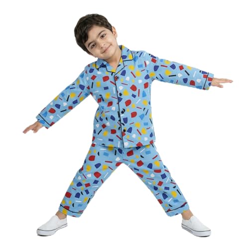 Image of CLAP Kids Cotton Printed Full Sleeves Night Suit