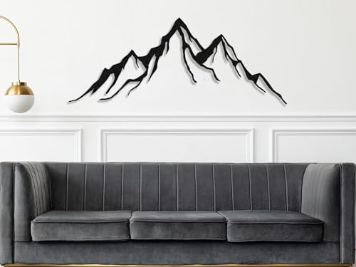 Mountain Metal Wall Art for Rustic Home Decor, Black Modern