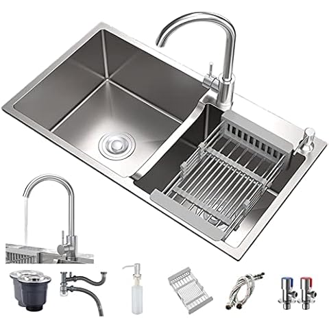 YSUEFIJO Fregadero Cocina 2 Seno Acero Inoxidable Nano Plata Cover