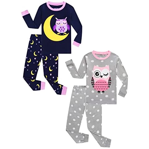 Family Feeling Little girls Pajamas Long sleeve 100% Cotton Moon Owl Toddler Kid 3T Cover