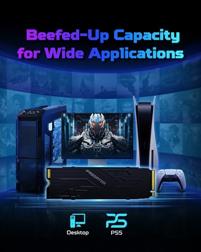 Image of acer Predator GM7000 SSD with Heatsink 2TB NVMe PCIe Gen4 x4, M.2 2280 Internal Solid State Hard Drive, Read Speeds Up to 7400MB /s for Playstation5 and High End Computer - BL.9BWWR.123