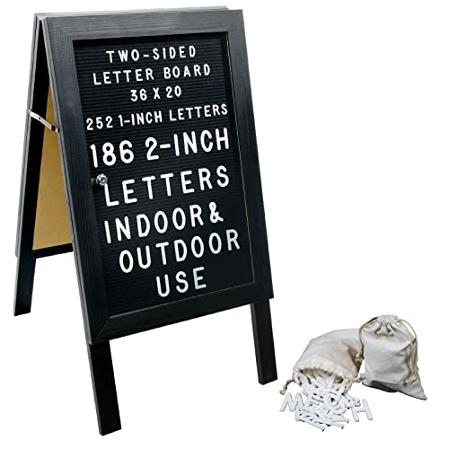 Large Wooden A-Frame Sidewalk Sign 36X20 Felt Letter Board W/Changeable Letters - Egp-Hd-0084 (Black) #TOP28