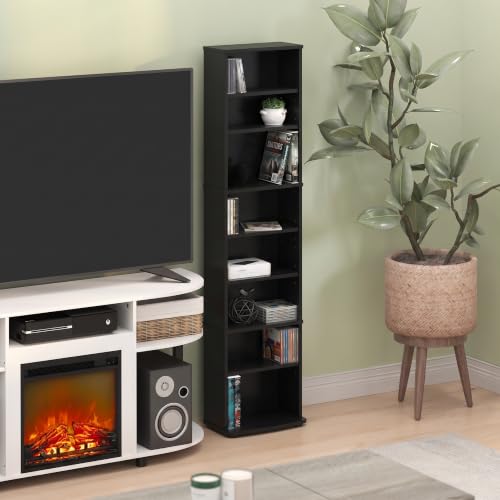 Furinno Jaya DVD Shelf, 8-Tier Tall Narrow CD Rack, Black Espresso by Furinno - Used condition - US$36.58