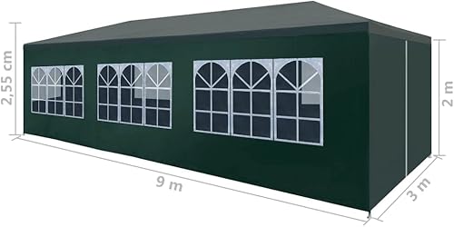 Vista 76 de vidaXL Tienda de campaña para fiestas al aire libre, 9 pies 10 pulgadas x 9 pies 10 pulgadas, resistente a los rayos UV y al agua, carpa de jardín