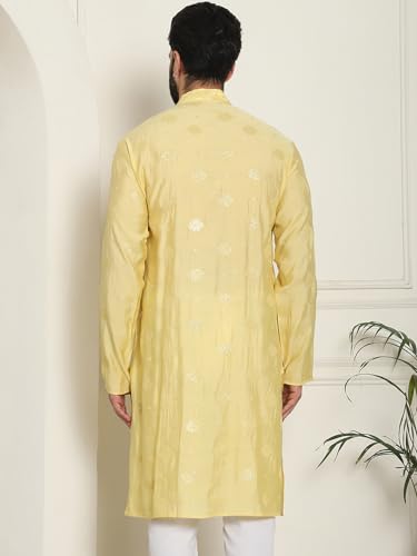 Image of SOJANYA Since 1958 Men's Cotton Silk Sequinned Embroidered Long Kurta