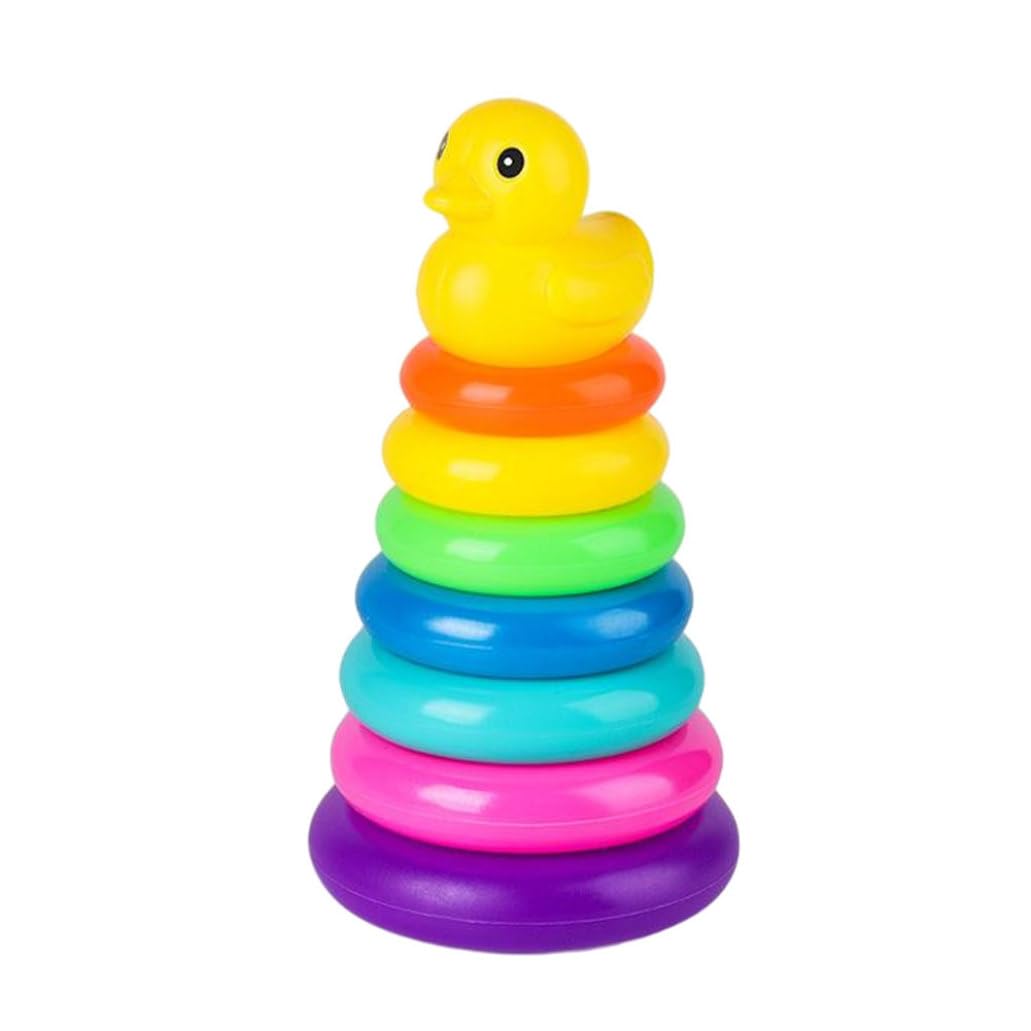 Uanqfegy Stacking Rings Baby Toy, Rainbow Building Blocks, Infant Early Learning Toy for Motor Skill Development