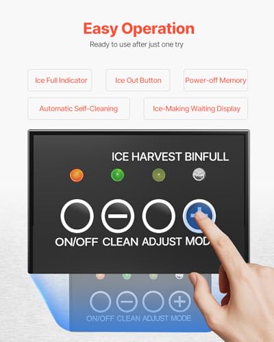 Image of VEVOR Under Counter Ice Maker Machine, 50 Lbs /Day Built in Undercounter Ice Maker with Reversible Door, Stainless Steel, Freestanding Ice Make for Restaurant, Outdoor Kitchen, Terrace, Pool