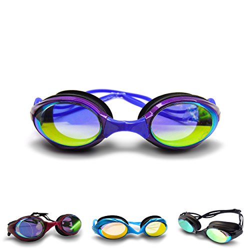 Swimtastic Swim Goggles (Purple) with Free Bonus Ear Plugs - Fog Resistant with UV Protection For All Day Comfort and Clarity ~ Fits Men, Women or K