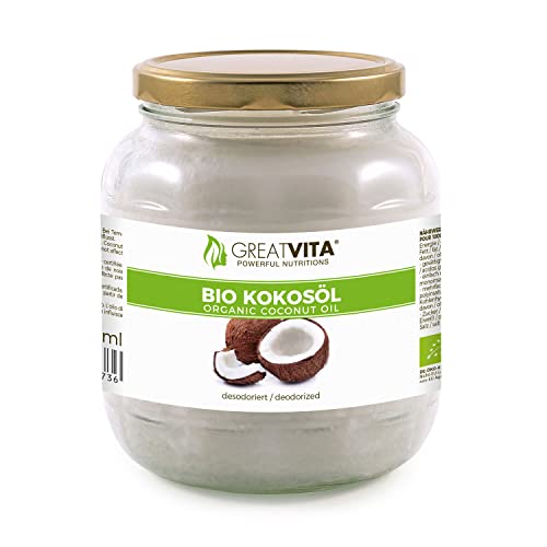 GreatVita Bio Kokosöl, Geschmacksneutral (desodoriert), 1000 ml zum Kochen