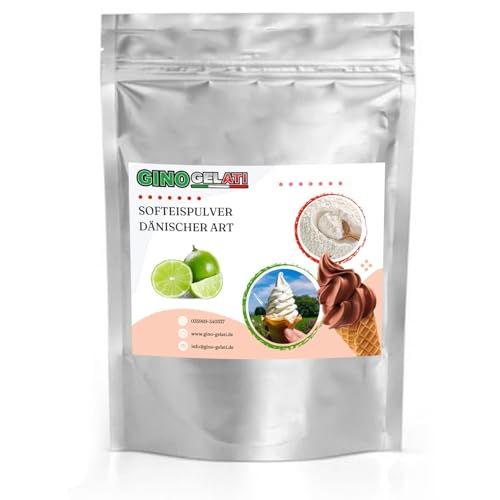 Gino Gelati Dänisches Softeis Pulver, fruchtiger Geschmack, verschiedene Geschmacksvarianten, schnell und einfach Zubereitet, Made in Germany, Eis selber machen (10 Kg, Limette)
