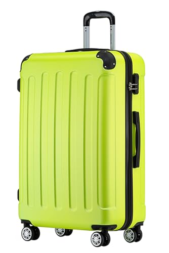 BEIBYE Zwillingsrollen Hardcase Reisekoffer Koffer Trolleys Hartschale in XL-L-M in 14 Farben (Grün, Großer Koffer (76 cm))
