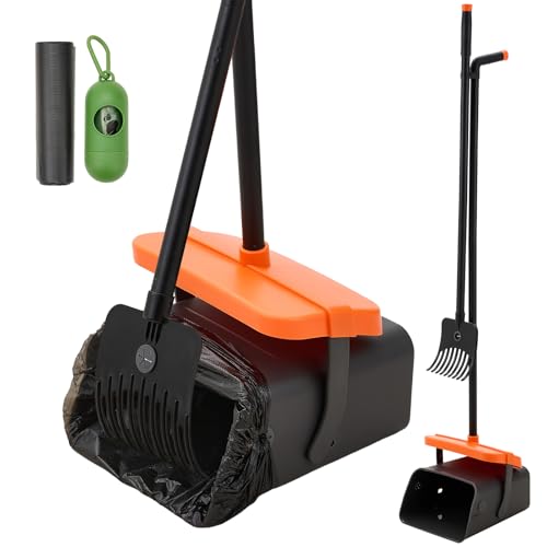 The Fellie Pooper Scooper, Swivel Bin & Rake with 35 Waste Bags for Clean Pet Waste, Long Handle Poop Scooper for Dogs, Non-Breakable Poop Scoops, Use for Yard, Grass, Dirt or Gravel
