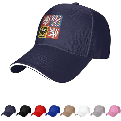 Casquette avec emblème tchèque pour homme et femme, blason tchèque, casquette de baseball, casquette de camionneur, papa, bleu marine, Taille unique