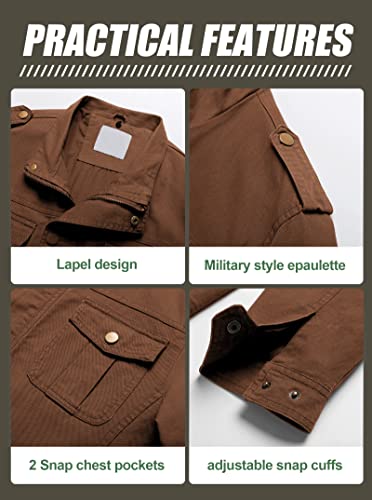 Pursky Spring Autumn Fall Military Jacket Men Fashion Jackets Casual Cargo Cotton Plus Size Male Jacket Coffee M #TOP4