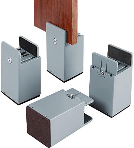 Adjustable Bed and Furniture Risers with Screw Clamp, 4 Pack Heavy Duty ...