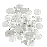 20 Set Runde Lünette Anhänger Schalen mit Glaskuppel Fliesen Cabochon 25mm Rohlinge Cameo Lünette Cabochon Fassungen (Silber)