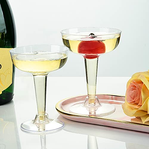 Kyapck 100 Pack Plastic Champagne Coupe Glasses, 4Oz Stem Disposable Martini Glasses For Parties, Stackable Plastic Cocktail Glasses For Margarita, Birthday, Wedding #TOP5