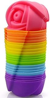 SSFBRSTORE 2 Inch Mini Silicone Cupcake Cases, 24 Pack Reusable Silicone Baking Cases, Muffin Molds, Mini Cupcake Moulds, Chocolate Molds, 6 Vibrant Colors (Rose)