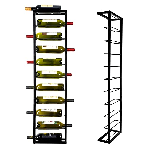 AQAREA Wall Mounted Wine Rack: Metal Hanging 10 Bottle Wine Holder - Black Wine Storage Rack