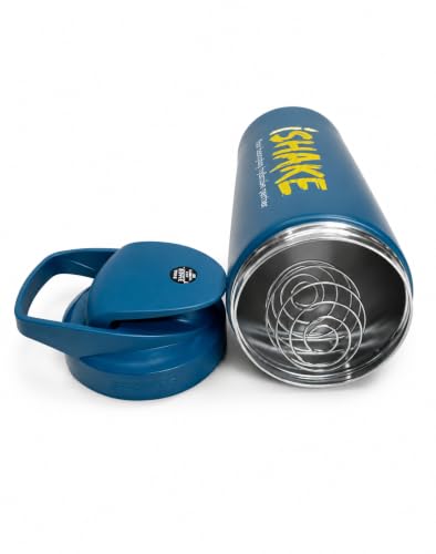 Image of Stainless Steel Protein Shaker Bottle, 100% Leakproof Metal Gym Shaker, Durable Steel Gym Sipper Bottle for Smooth Protein Mixing with Measurement, 700 ml Capacity (Teal Blue)