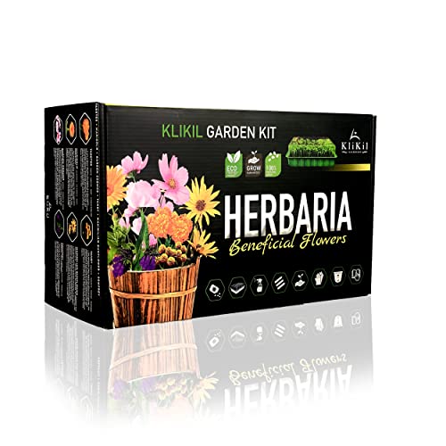 Huerto urbano Kit Cultivo Flores - Plantas útiles contra los parásitos - Tagetes Calendula Cosmos de Japon Tanaceto Girasol de Maximilian Consuelda - Regalos ecologicos para amigas - Kit jardineria Cover