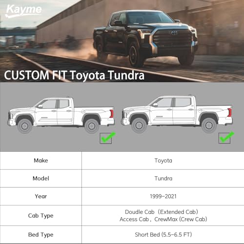 Image of Kayme Heavy Duty Truck Cover Custom Fit Toyota Tundra(1999-2021) Access Cab /Extended Cab SB Short Bed. Waterproof All Weather for Pickup, Full Exterior Covers Sun Rain UV Protection.